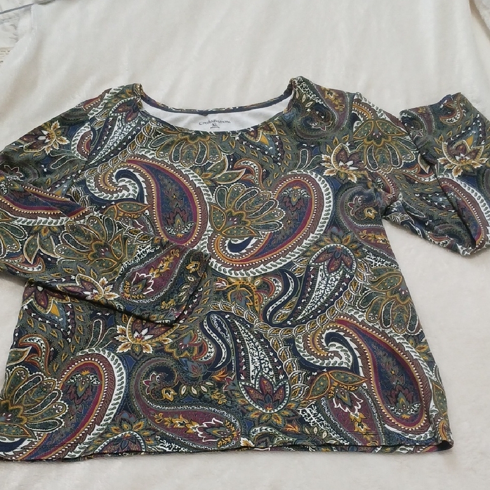 Croft & Barrow Multicolor Paisley Top